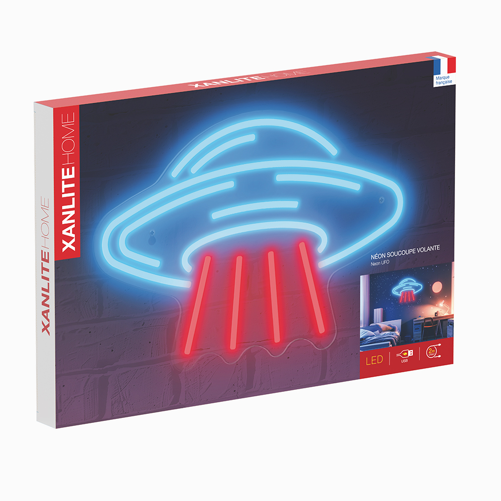 LÁMPARA NEÓN MURAL RGB PLATILLO VOLANTE XANLITE EG-UFONEON