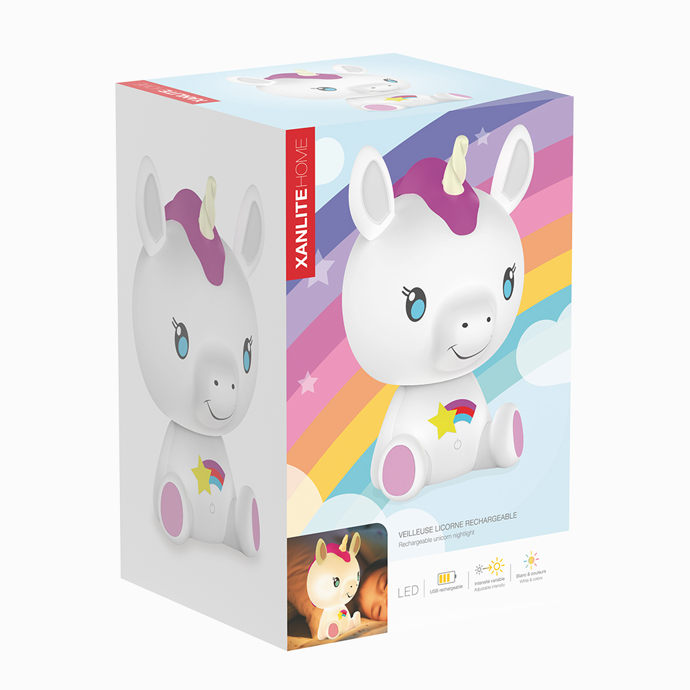 LÁMPARA LED UNICORNIO RECARGABLE BL+RGB XANLITE EG-VLLICORNE
