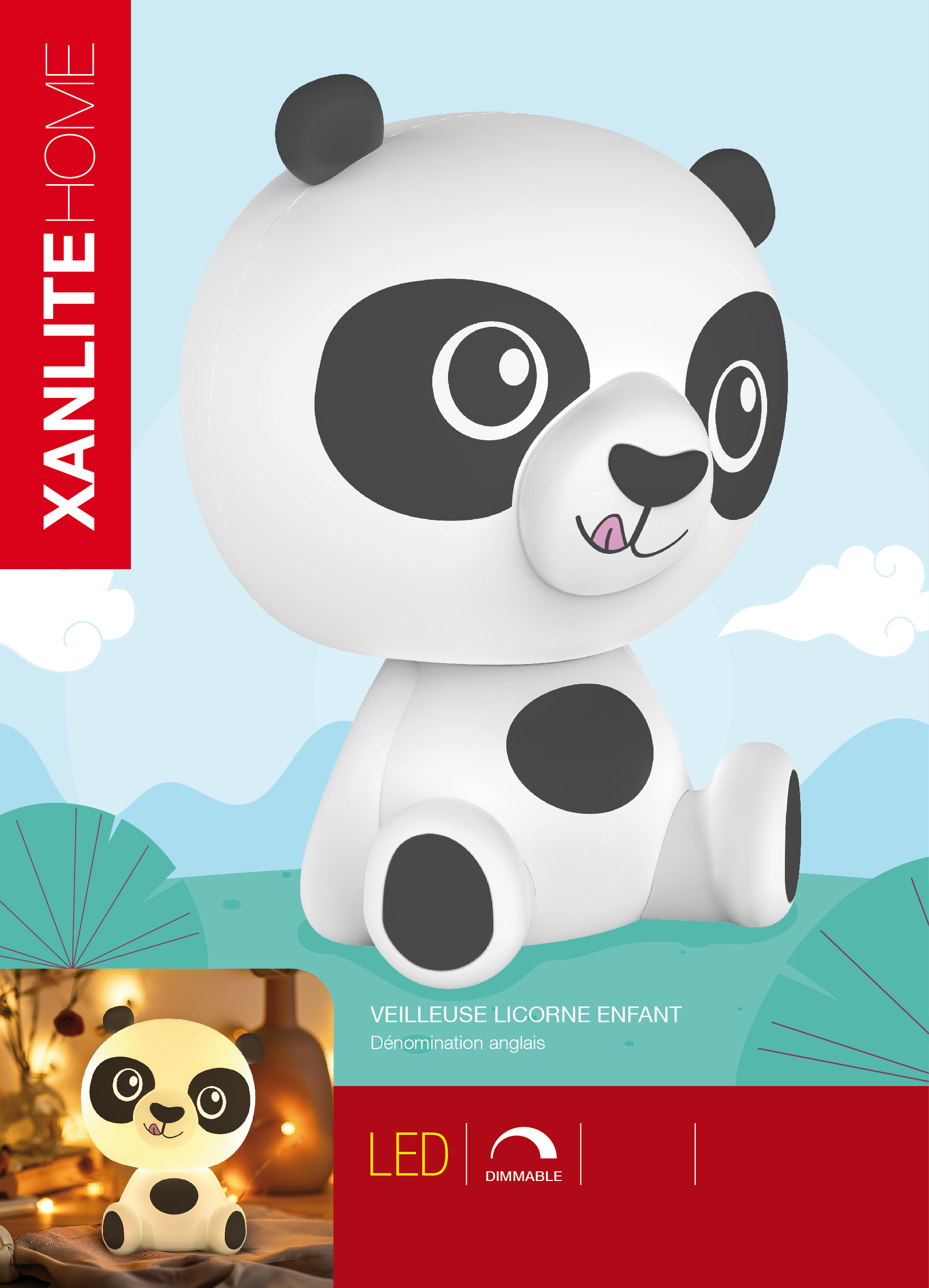 LÁMPARA LED PANDA RECARGABLE BL+RGB XANLITE EG-VLPANDA