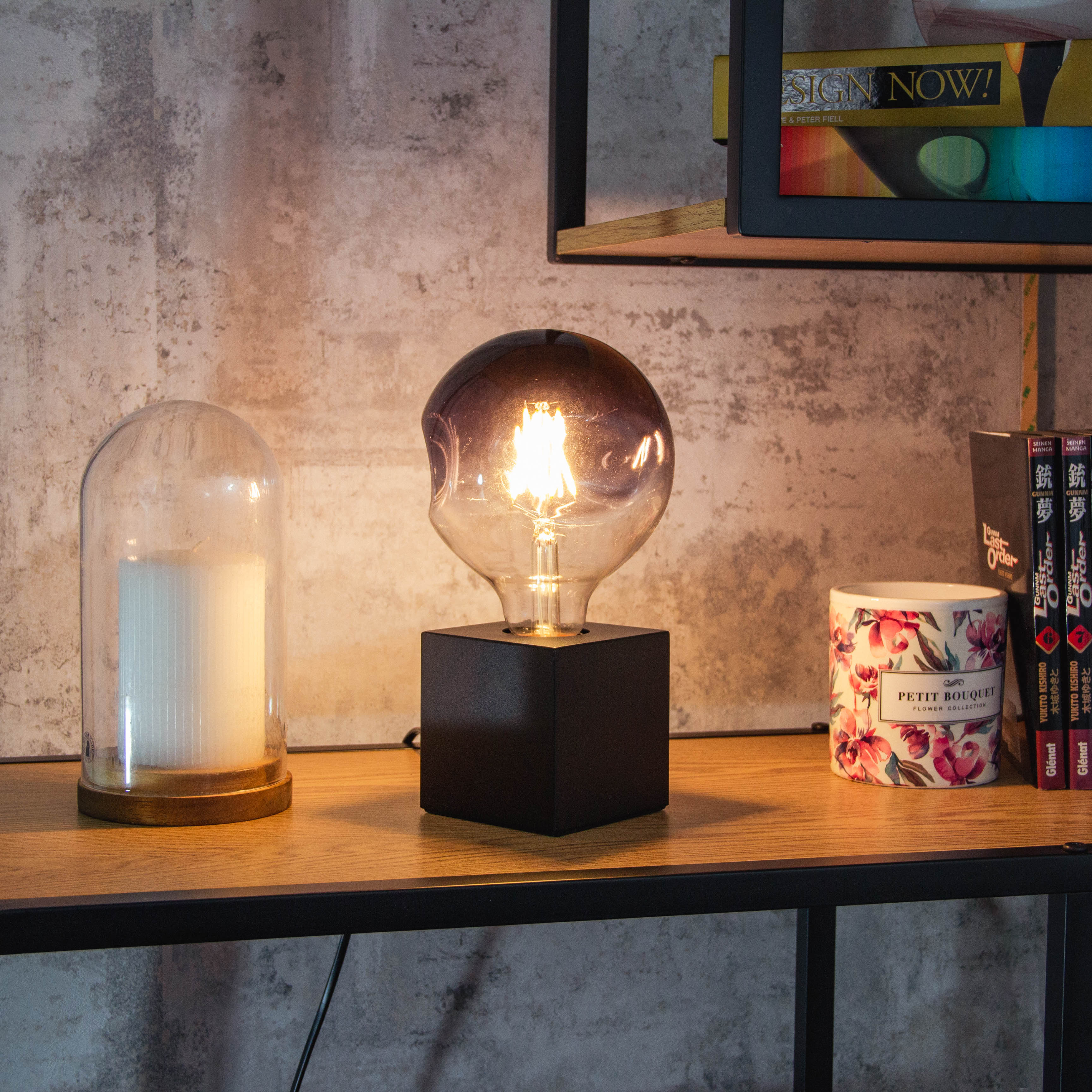 LAMPARA MESA CUBO NEGRA E27 60W XANLITE EG-XDLAPCUBIKB