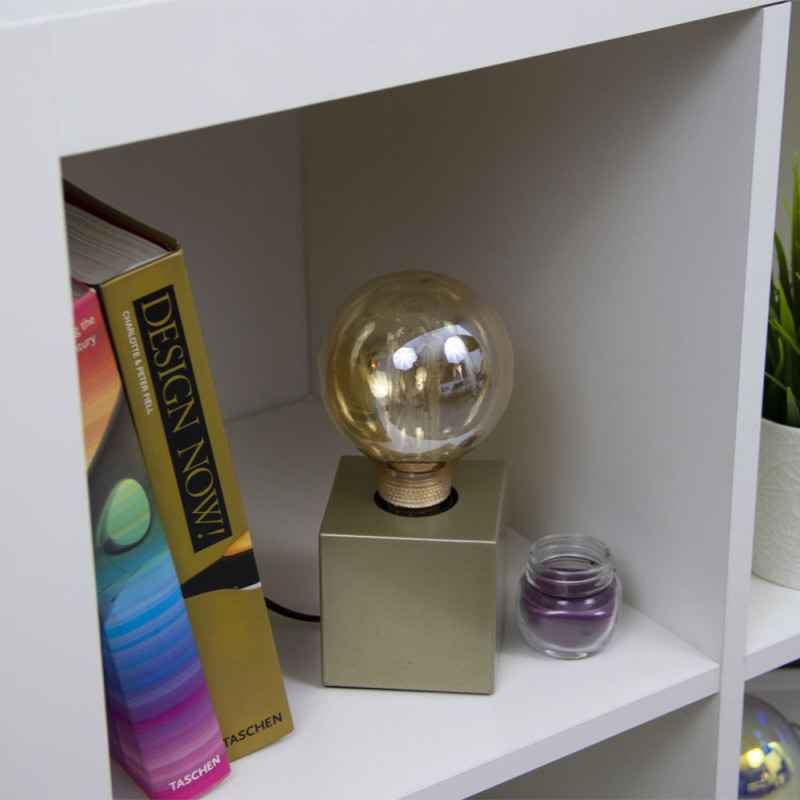 LAMPARA CUBO METAL LATON BASE 60W XANLITE EG-XDLAPCUBIKML