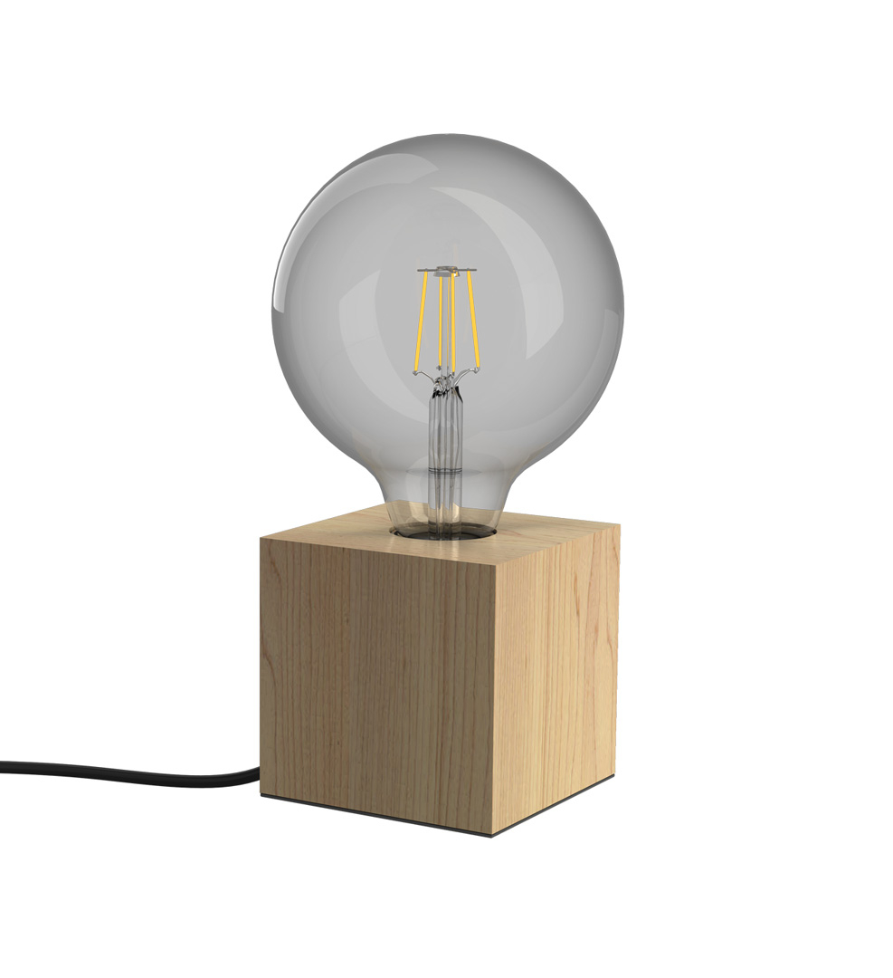 LAMPARA MESA CUBO MADERA E27 60W XANLITE EG-XDLAPCUBIKW