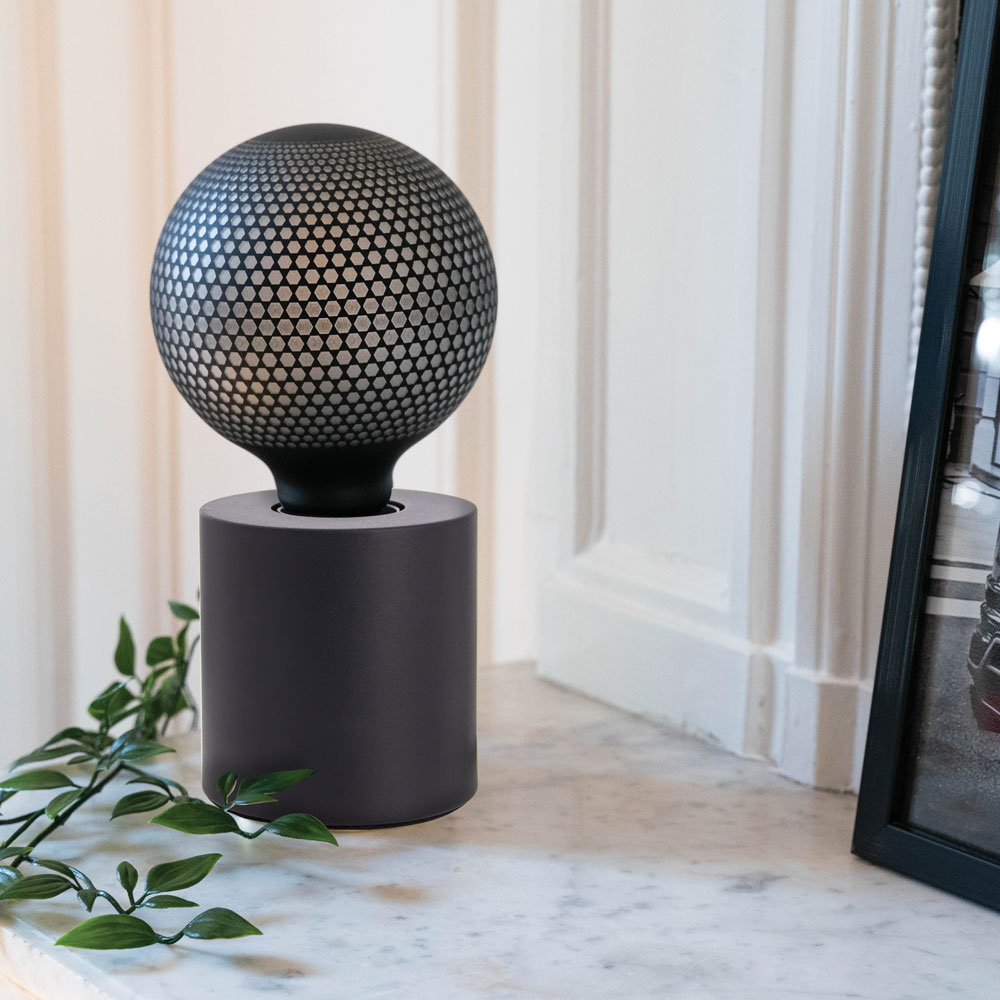 LAMPARA MESA CILINDRO NEGRA E27 60W XANLITE EG-XDLAPCYCLOMN