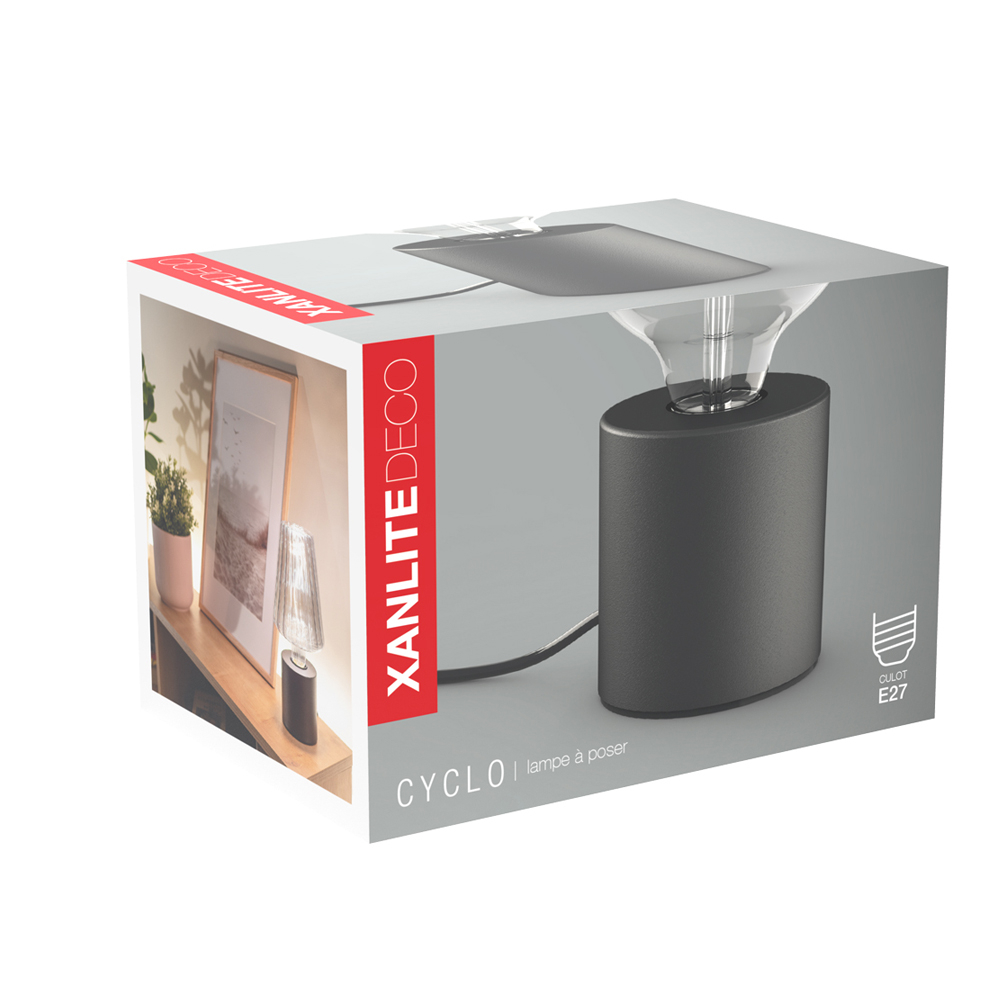 LAMPARA MESA CILINDRO NEGRA E27 60W XANLITE EG-XDLAPCYCLOMN