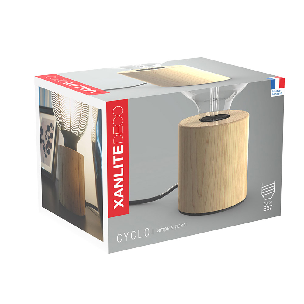 LAMPARA MESA CILINDRO MADERA E27 60W XANLITE EG-XDLAPCYCLOW