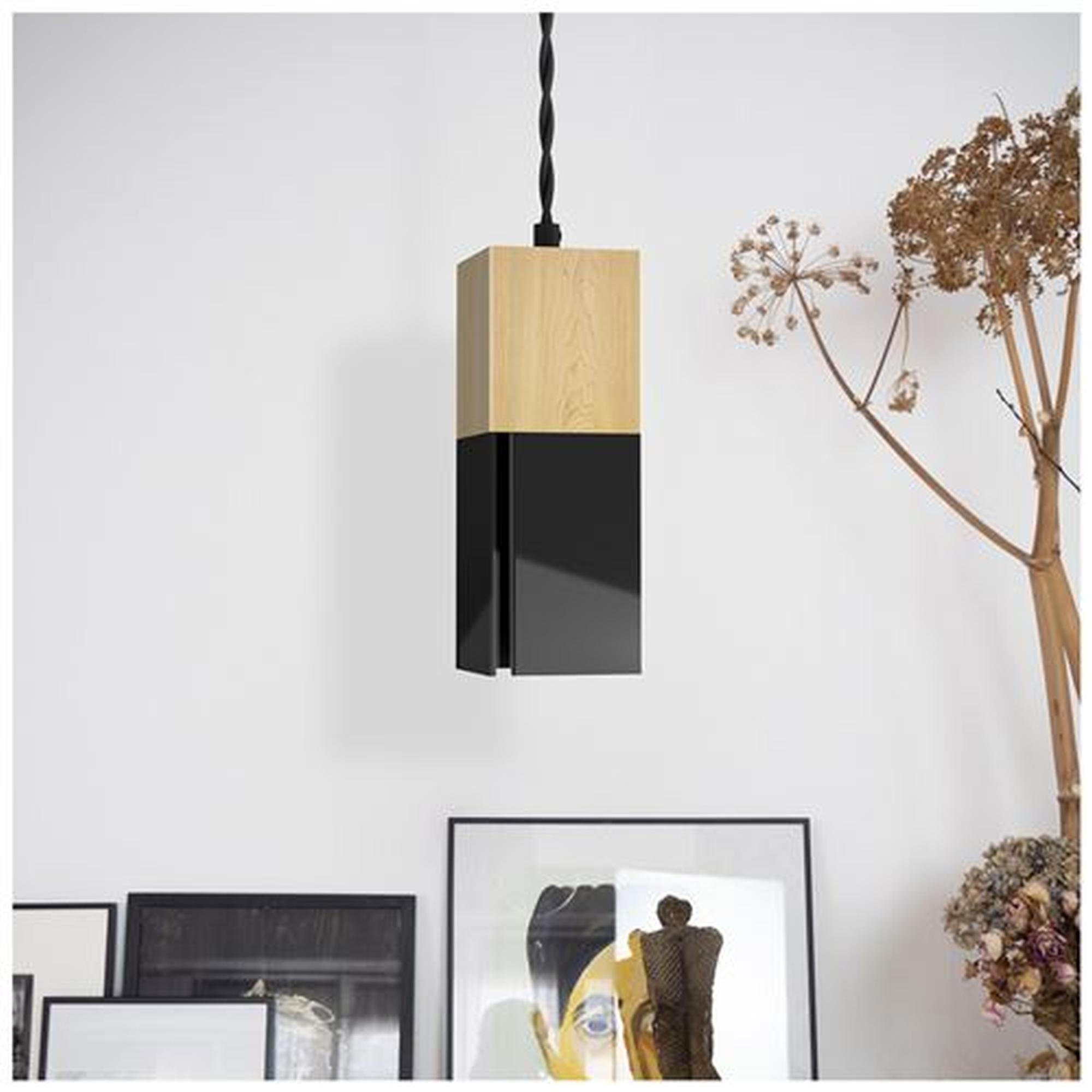 LAMPARA PENDEL MADERA Y METAL NEGRA XANLITE EG-XDSCARRWB