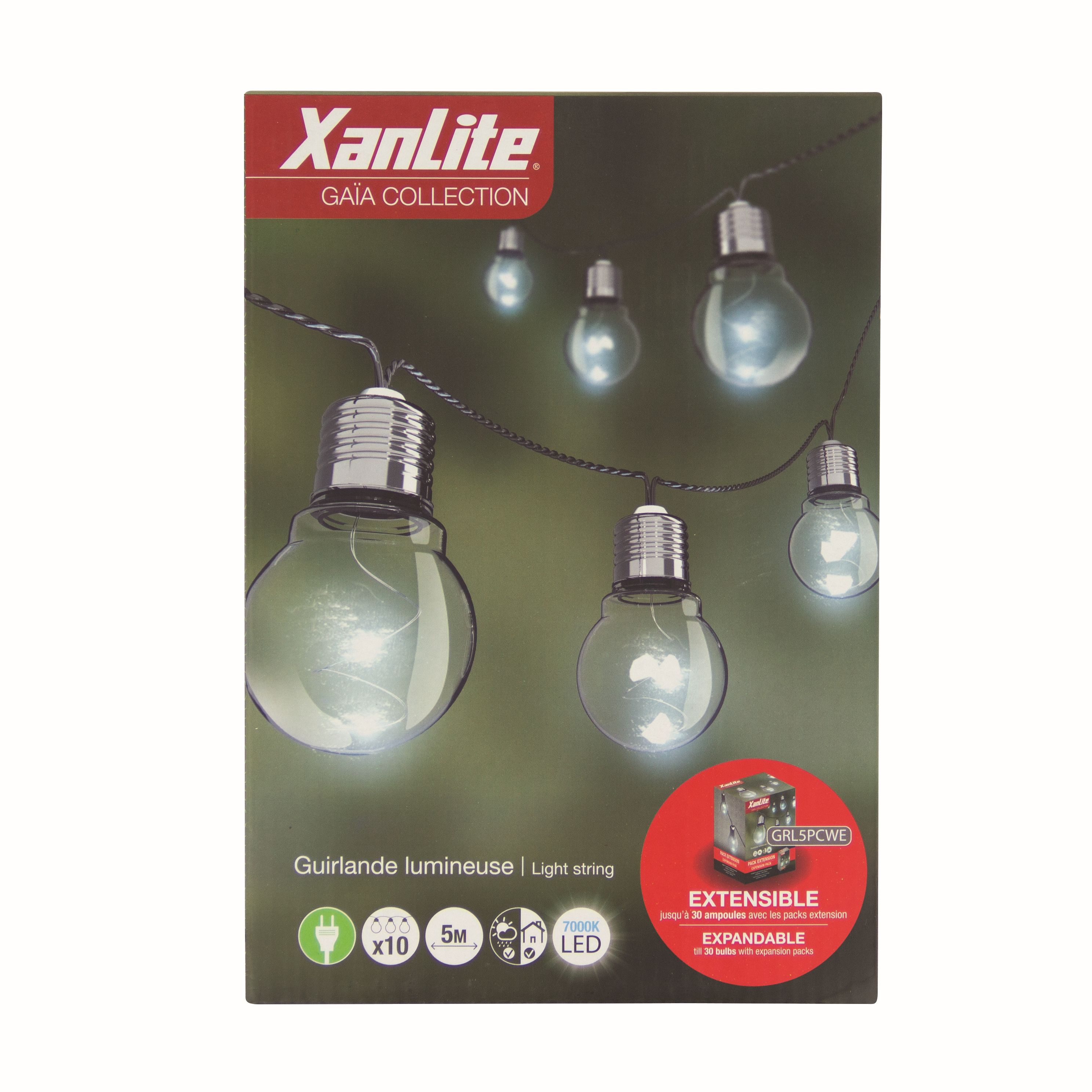 GUIRNALDA EXTERIOR 5M/5 BOMBILLAS LED XANLITE EG-GRL5PCWT