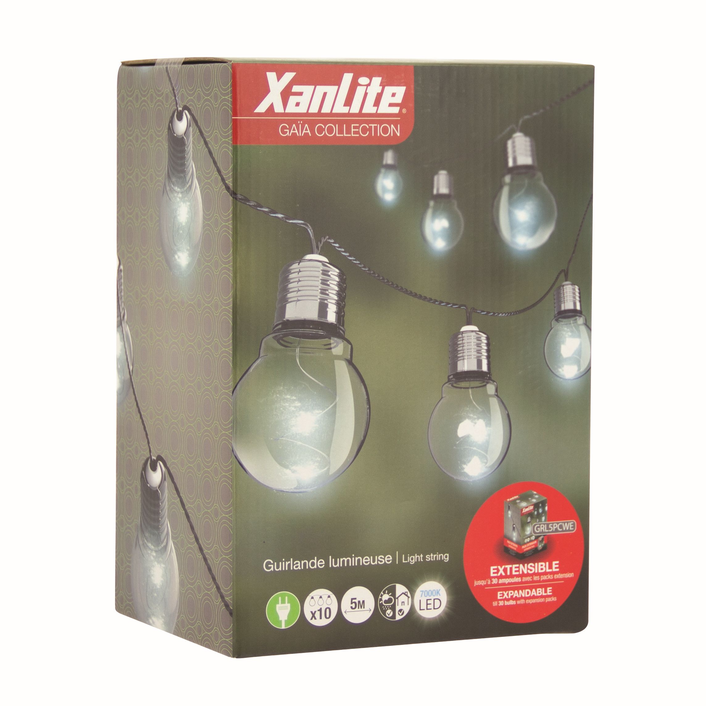 GUIRNALDA EXTERIOR 5M/5 BOMBILLAS LED XANLITE EG-GRL5PCWT
