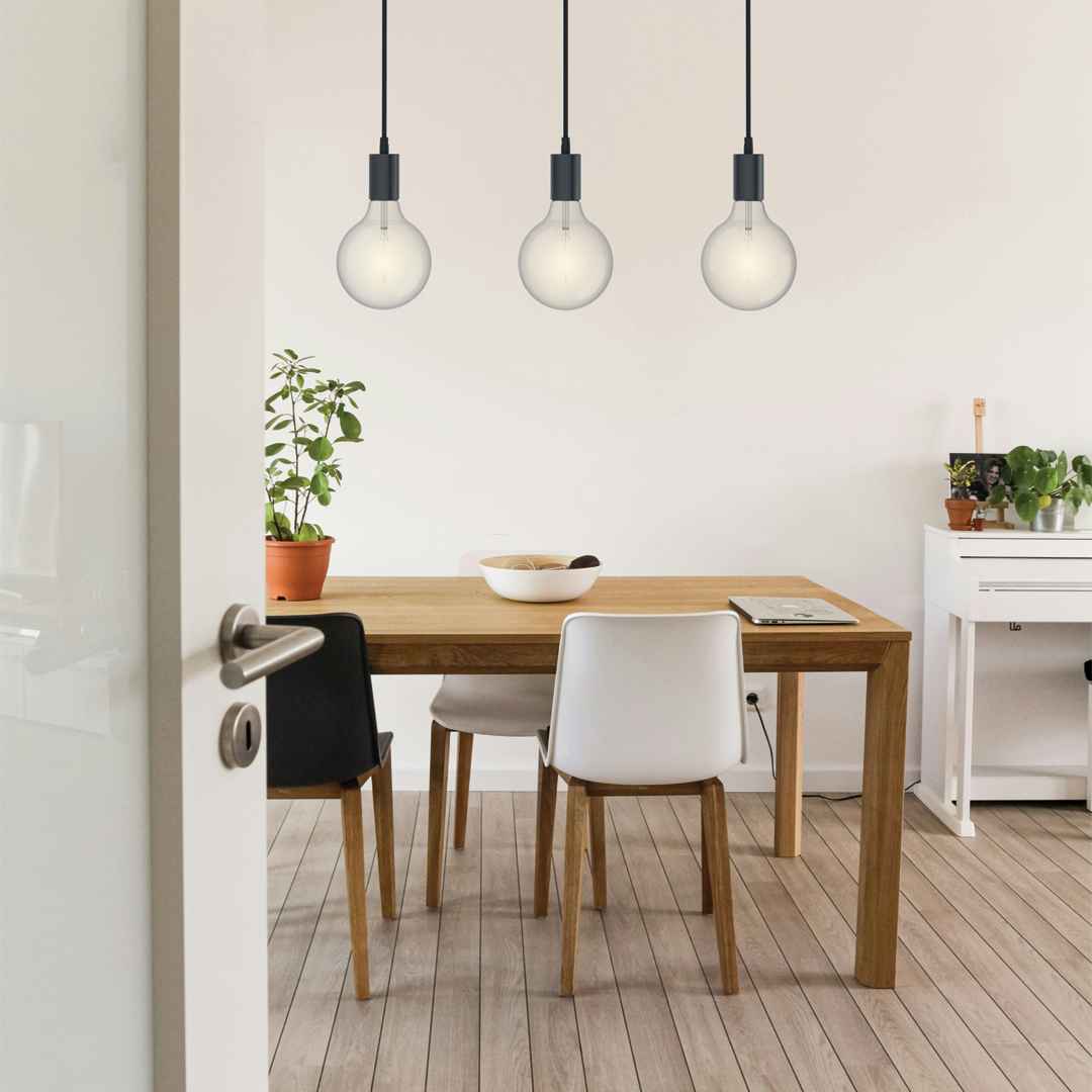 PENDEL 3 CASQUILLOS ACERO, E27,150CM CABLE, XANLITE SDE3DN