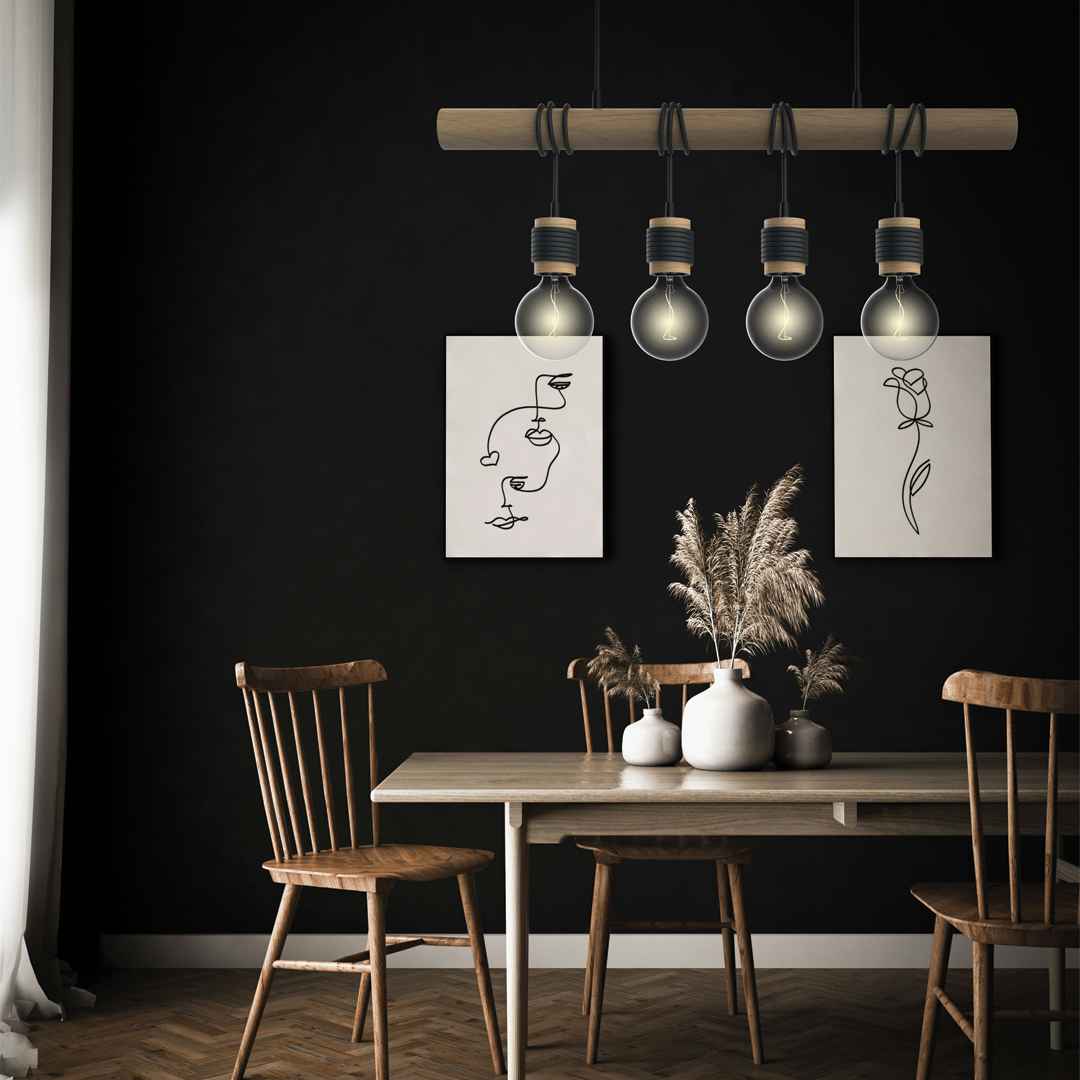 PENDEL 4 CASQUILLOS MADERA, E27,AJUSTABLE, XANLITE SDECYW4DW