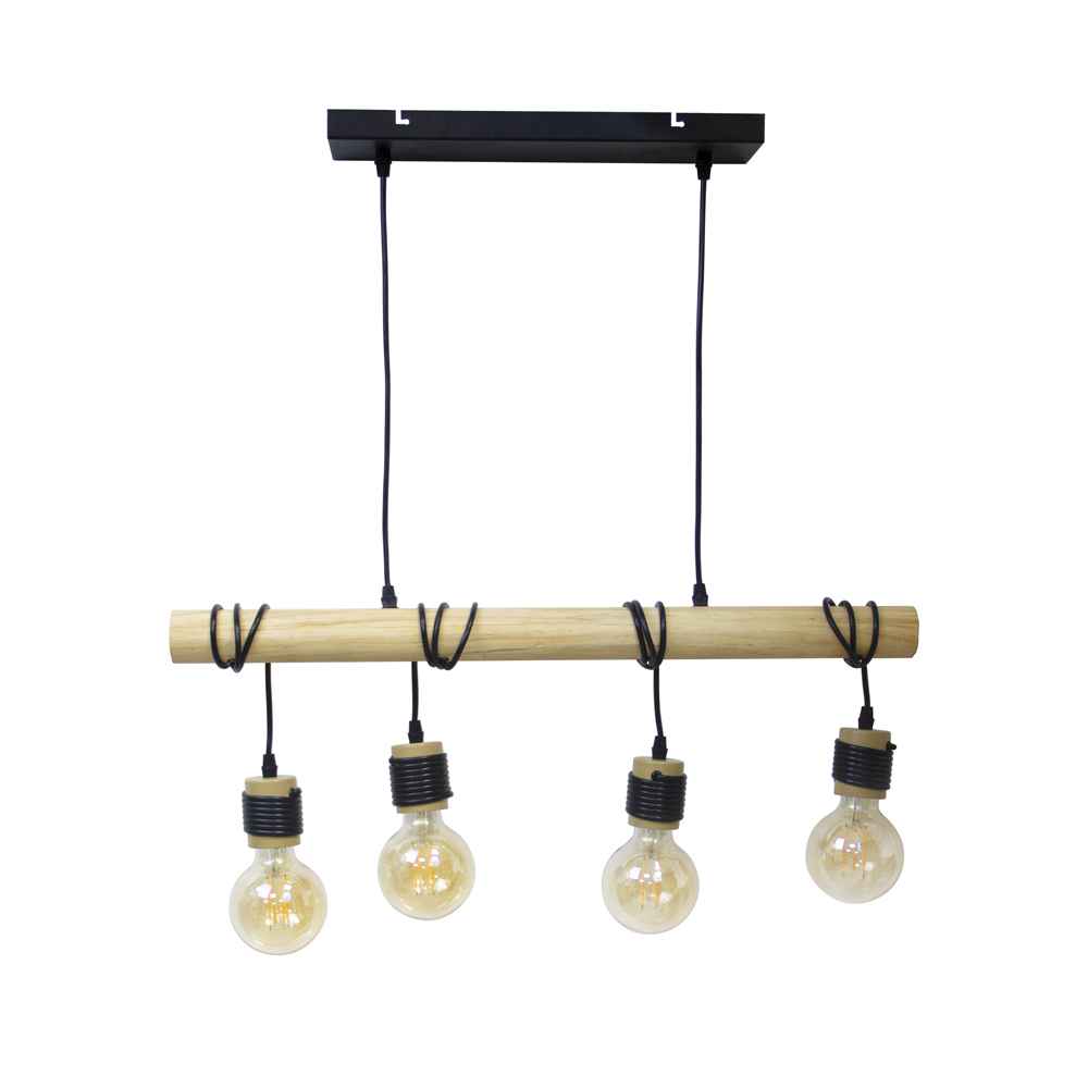 PENDEL 4 CASQUILLOS MADERA, E27,AJUSTABLE, XANLITE SDECYW4DW