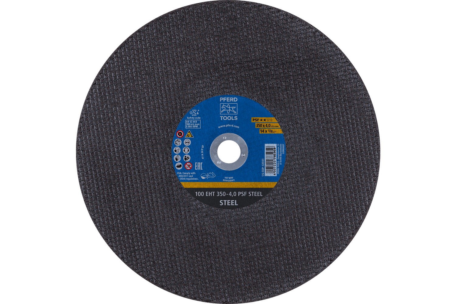 Disco de corte para tronzadora a muela EHT 350x4,0x25,4 mm PSF STEEL para acero (100 m/s)