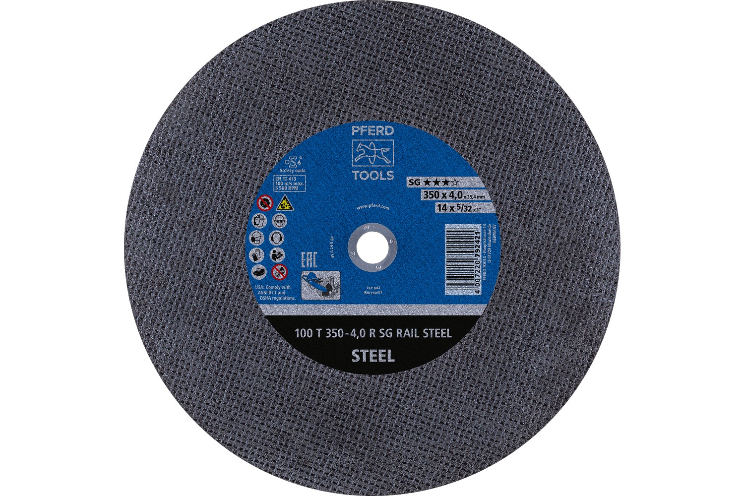 Disco de corte de raíles T 350x4,0x25,4 mm línea de rendimiento SG RAIL para raíles de ferrocarril