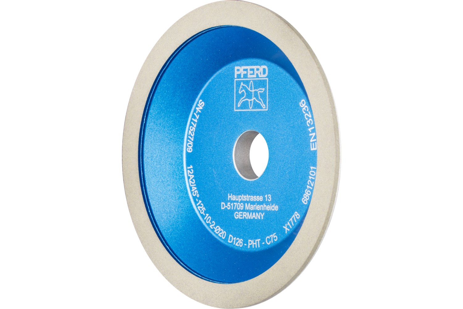 Disco de amolar de diamante, resina sintética, 12A2/45° PHT 178 mm D126 (medio), amolado seco