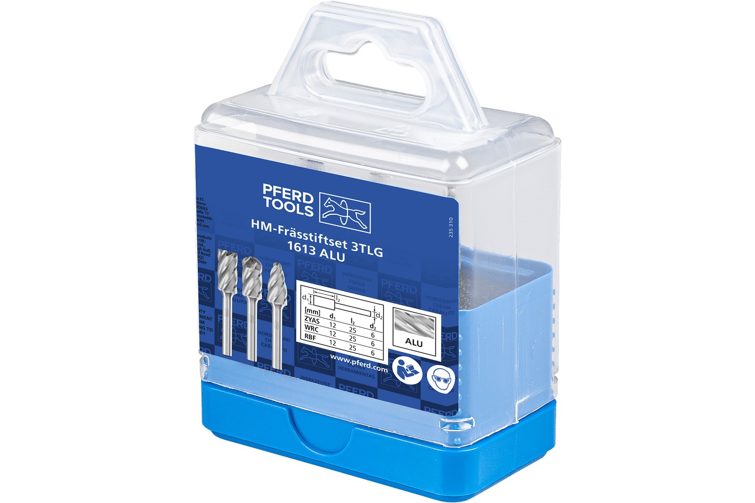 Juego de fresas de metal duro de alto rendimiento 1613 ALU, 3 piezas Ø 12 mm, mango Ø 6 mm, para aluminio/metales no férricos