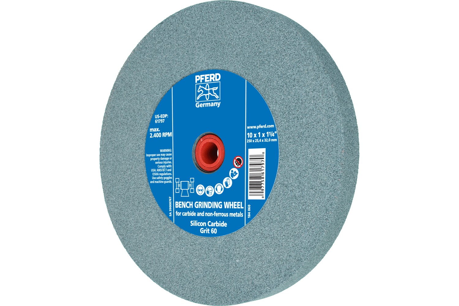 Muela abrasiva Ø 250x25 mm, agujero Ø 51 mm SiC60 para materiales duros, por ejemplo, metal duro