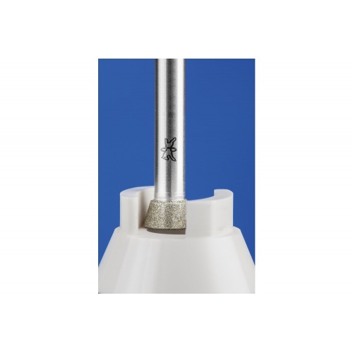 Punta de desbaste de diamante tipo vaso Ø 3x8°, mango Ø 3 mm D126 (medio) para desbaste de superficies planas/desniveles