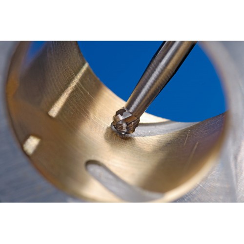 Fresa de metal duro esférica KUD Ø 04x03 mm, mango Ø 6 mm, Z3P medio universal, dentado cruzado