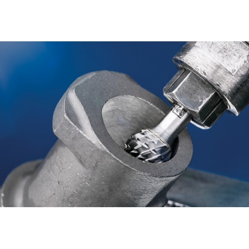 Fresa de metal duro de alto rendimiento esférica KUD Ø 12x10 mm, mango Ø 6 mm, TITANIUM para titanio