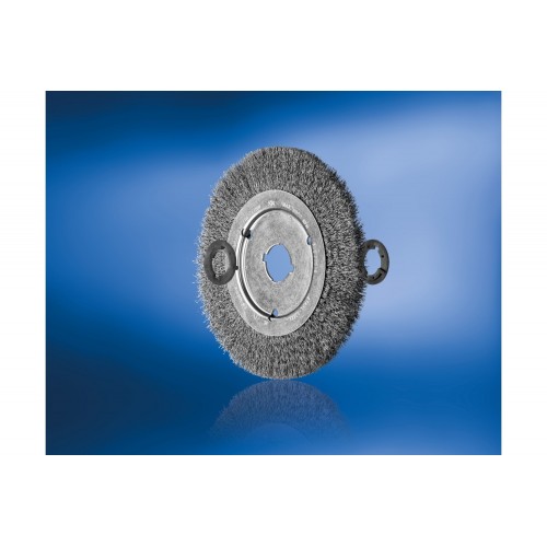 Carda redonda estrecha, sin trenzar RBU Ø 150x12x agujero variable, cerda alambre de acero Ø 0,25
