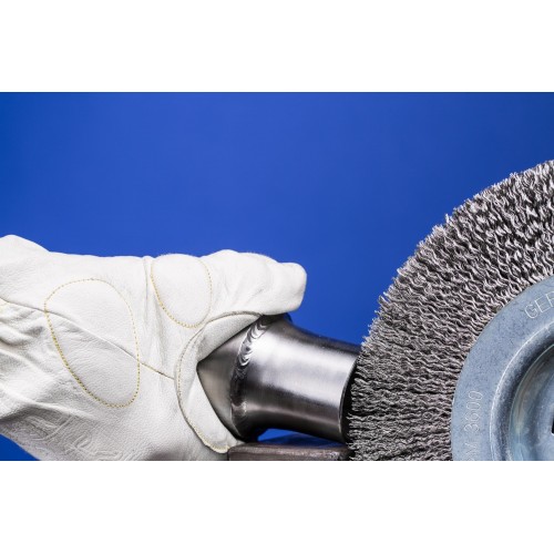 Carda para desbarbar sin trenzar RBU Ø 250x60x50,8 mm agujero, alambre de acero inoxidable Ø 0,20, uso estacionario