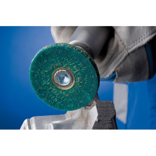 Carda redonda vulcanizada blanda sin trenzar RBV Ø63x7 mm, mango Ø6 mm, alambre de mm acero Ø0,30