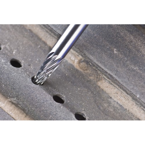 Fresa de metal duro forma cónica en punta SKM Ø 03x07 mm, mango Ø 3 mm, Z3P medio universal, dentado cruzado