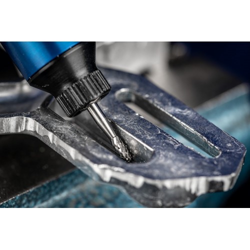 Fresa de metal duro forma de gota TRE Ø 03x07 mm, mango Ø 3 mm, Z3P medio universal, dentado cruzado