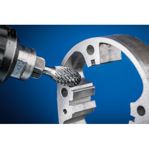 Fresa de metal duro de alto rendimiento ALLROUND forma de gota TRE Ø 10x16 mm, mango Ø 6 mm, basto universal