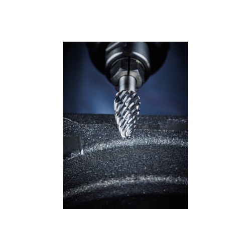 Fresa de metal duro de alto rendimiento CAST forma cilíndrica ZYAS dentado frontal Ø 10x20 mm, mango Ø 6 mm, para hierro fundido