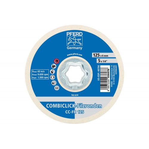 Discos de fieltro COMBICLICK CC-FR Ø 125 mm para prepulido y pulido espejo con amoladora angular