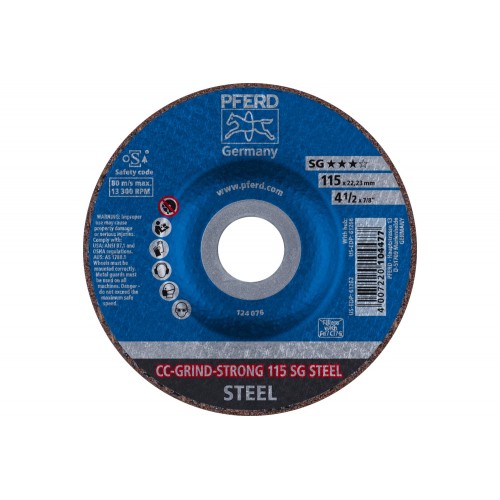 Disco de desbaste CC-GRIND-STRONG 115x22,23 mm COARSE línea de rendimiento SG STEEL para acero