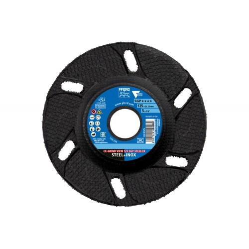 Disco de desbaste CC-GRIND VIEW 125x22,23 mm, línea especial SGP STEELOX para acero/acero inoxidable