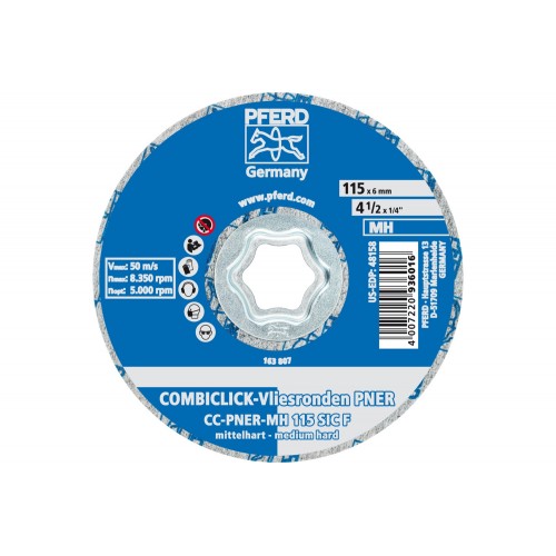 Disco de vellón prensado COMBICLICK CC PNER Ø 115 mm semiduro SIC, fino para acabado