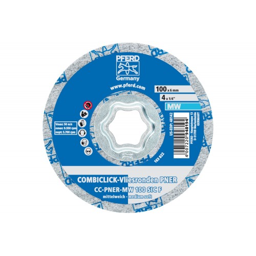 Disco de vellón prensado COMBICLICK CC PNER Ø 100 mm semiblando SiC, fino para acabado