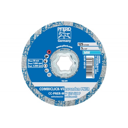 Disco de vellón prensado COMBICLICK CC PNER Ø 125 mm semiblando SiC, fino para acabado