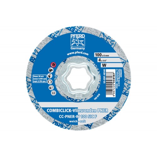 Disco de vellón prensado COMBICLICK CC PNER Ø 100 mm blando SIC, fino para acabado