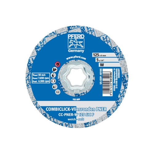 Disco de vellón prensado COMBICLICK CC PNER Ø 125 mm blando SIC, fino para acabado