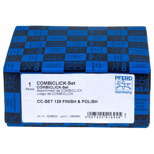 Juego de disco de vellón COMBICLICK, Ø 125 mm VRH A100C, 180M, 240F y PNER W F con plato de apoyo CC-H-GT para acabado