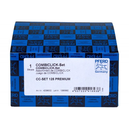 Juego de discos de lija COMBICLICK, grano cerámico Ø 125 mm CO-COOL 36, 60, 80, 120 con plato de apoyo CC-H-GT para acero inoxidable