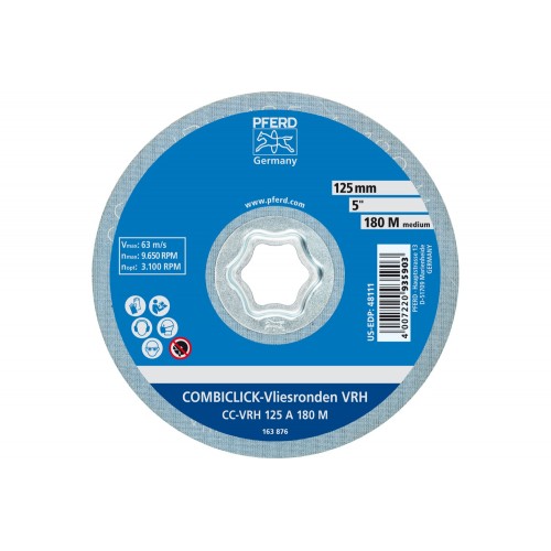 Disco de vellón duro COMBICLICK CC Ø 125 mm A180M para el lijado fino y de acabado con amoladora angular