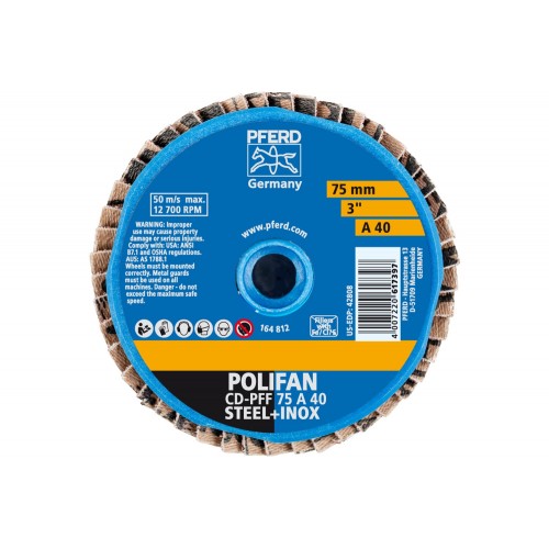 Mini-POLIFAN COMBIDISC, corindón CD Ø 75 mm A40 para aplicaciones universales