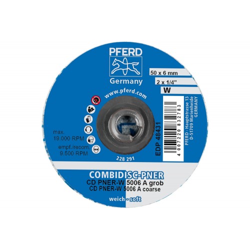 Disco de vellón prensado COMBIDISC CC PNER Ø 50 mm blando A, basto para acabado