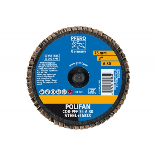 Mini-POLIFAN COMBIDISC, corindón CDR Ø 75 mm A80 para aplicaciones universales