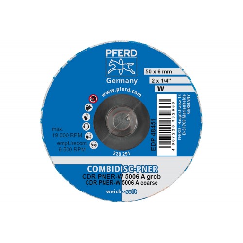 Disco de vellón prensado COMBIDISC CDR PNER Ø 50 mm blando A, basto para acabado