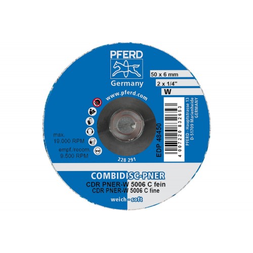 Disco de vellón prensado COMBIDISC CDR PNER Ø 50 mm blando SIC, fino para acabado