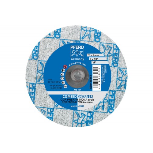 Disco de vellón prensado COMBIDISC CDR PNER Ø 75 mm blando A, basto para acabado