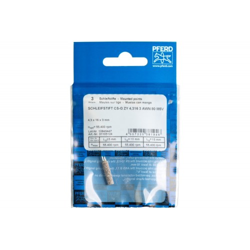 Punta de desbaste CAIN SHARP CS-G cilíndrica Ø 4,3x16 mm, mango Ø 3 mm A80 para afilar cadenas de motosierra