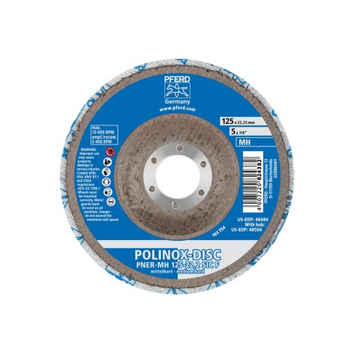 Disco de vellón prensado POLINOX DISC PNER Ø 125 mm agujero Ø 22,23 mm semiduro SIC fino para acabado