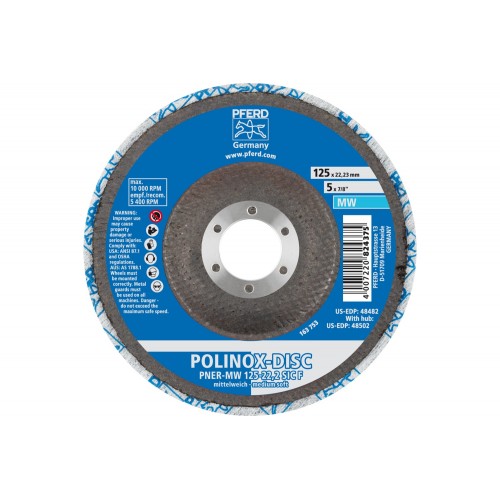 Disco de vellón prensado POLINOX DISC PNER 125 mm agujero Ø 22,23 mm semiblando SIC fino para acabado